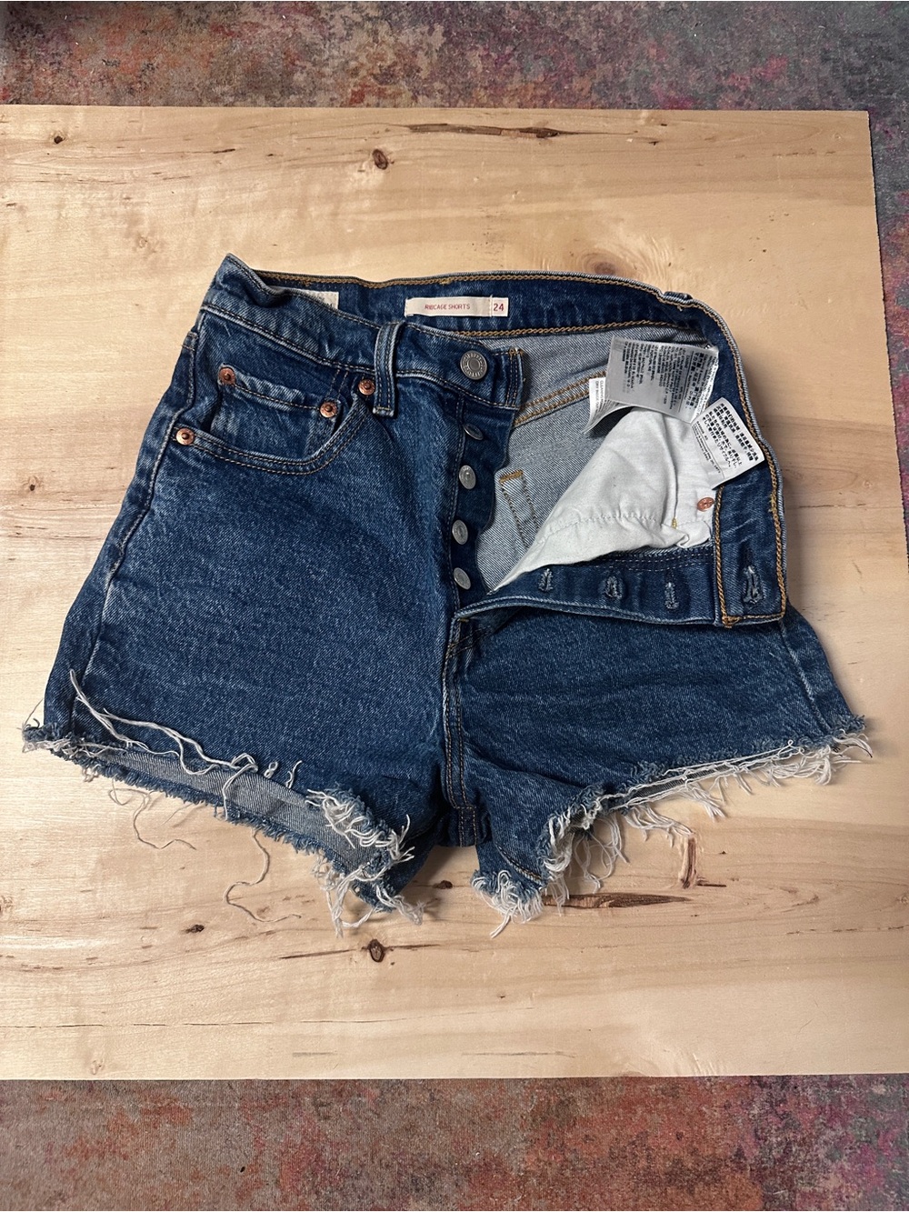 Levi's High-Waisted Blue Denim Jean Ribcage Shorts